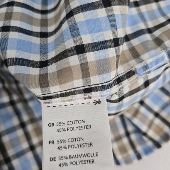 Harbor Bay 4XL short sleeve button down shirt plaid blue mens 6470 - Picture 7 of 8